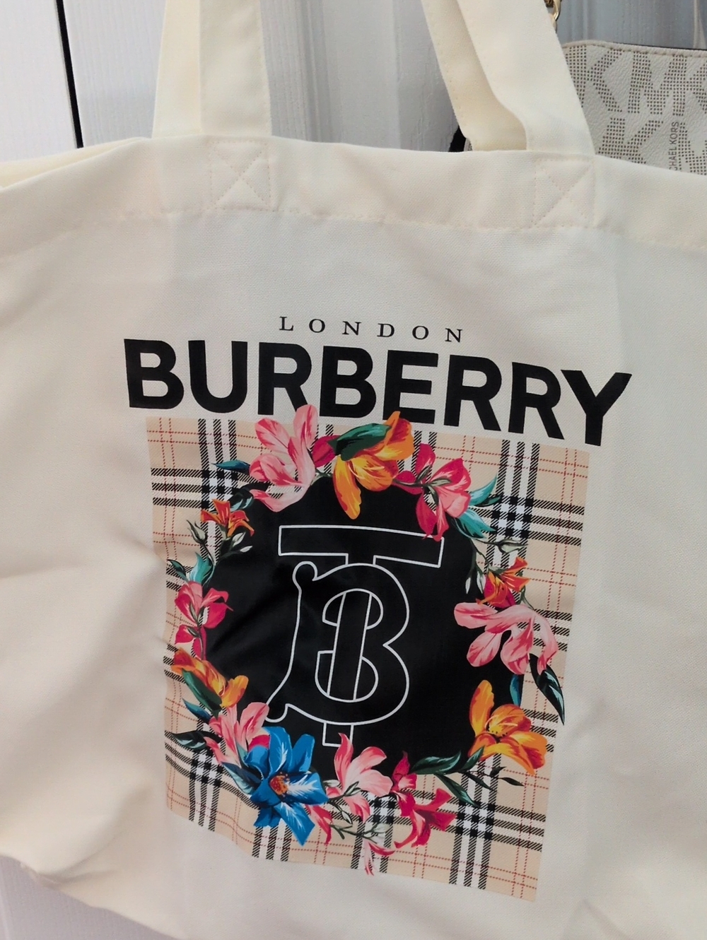 Burberry london White Floral Logo Tote Bag New Just Made